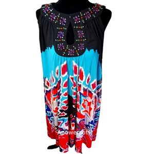 LN ECI Midi sleeveless beaded Dress Sz 16